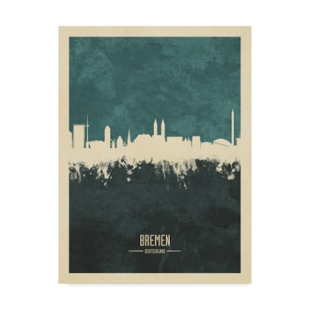 Michael Tompsett 'Bremen Germany Skyline Teal' Canvas Art,18x24